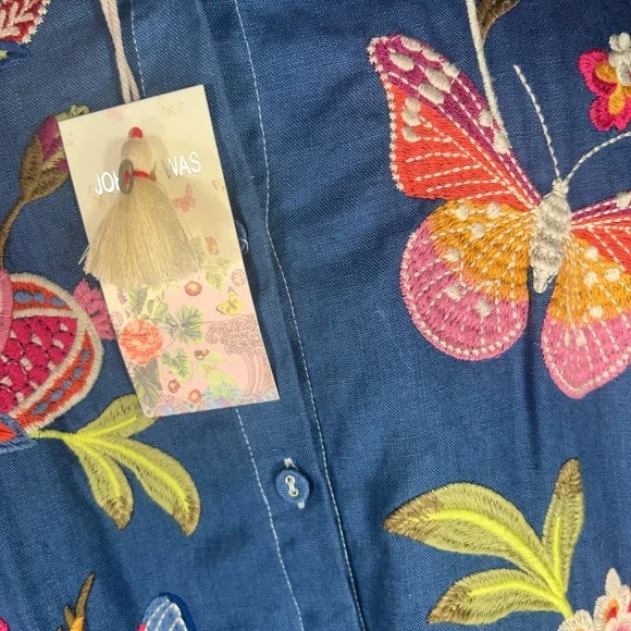Johnny Was Butterfly Janie European Linen Shirt in Morning Glory NWT - Picture 8 of 11
